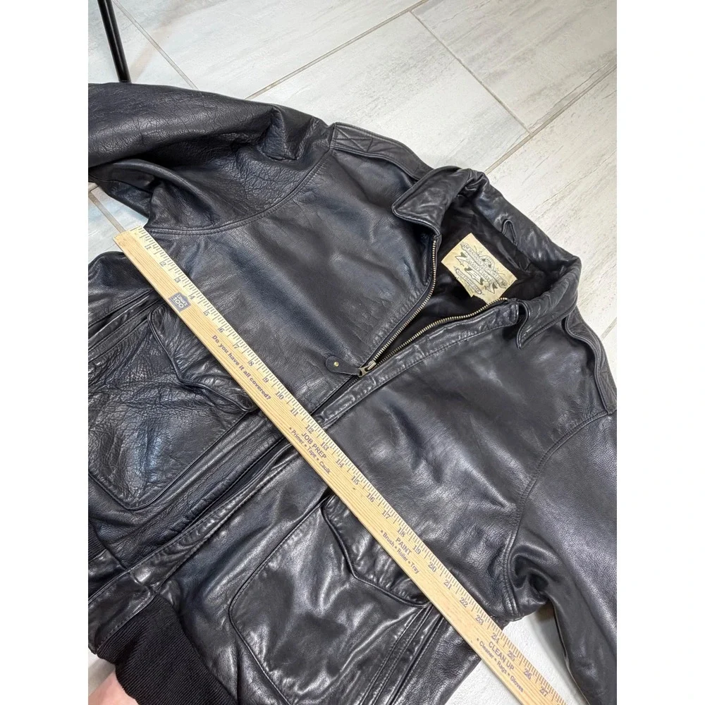 Banana Republic Vintage Leather Bomber Jacket Black Safari & Travel Co Mens 44
